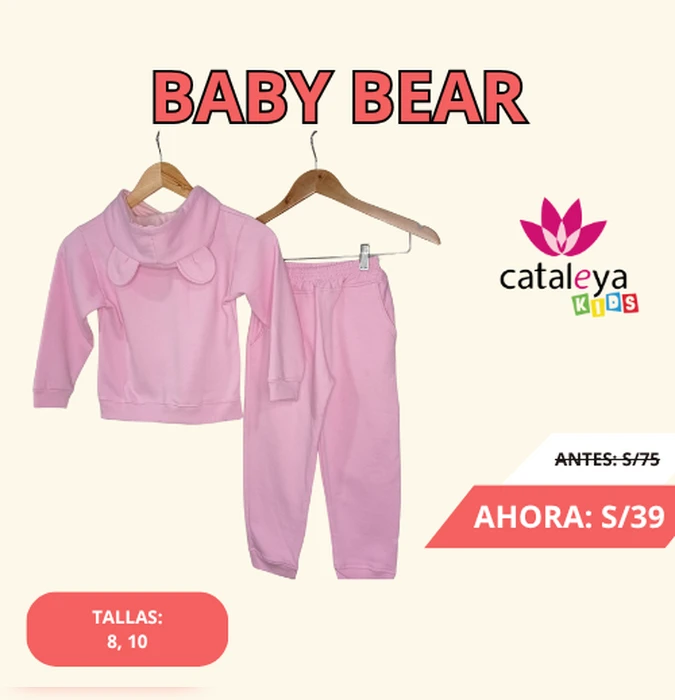 Buzo Conjunto Unicolor Con Orejitas NACIONAL Rosado