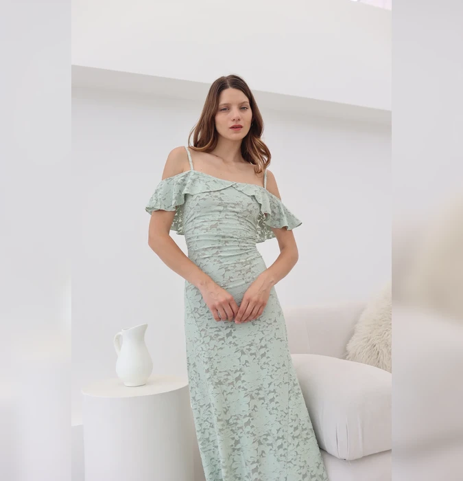 Vestido Gema MALDI Crema Verde