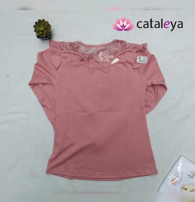 Polo Manga Larga Muñeca Palo Rosa