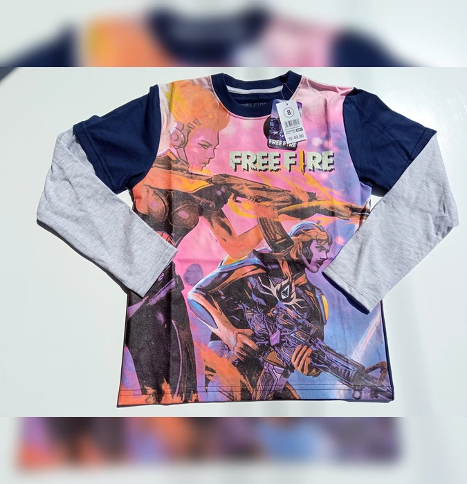 Polo Manga Larga Brilla En La Oscuridad Free Fire Azul