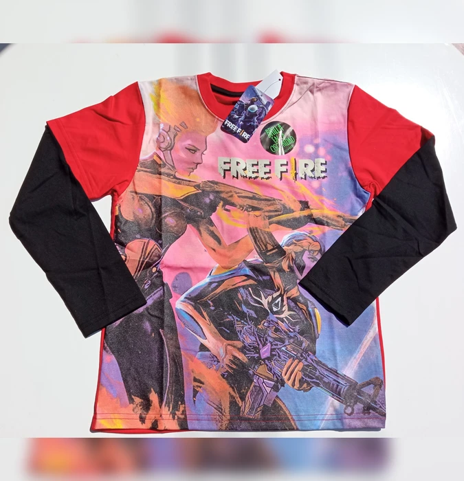 Polo Manga Larga Brilla En La Oscuridad Free Fire Rojo