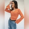 Polos Manga Larga De Hilo Importado Naranja