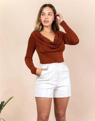 Manga Larga Lexi MARAL Camel Rojo Blanco