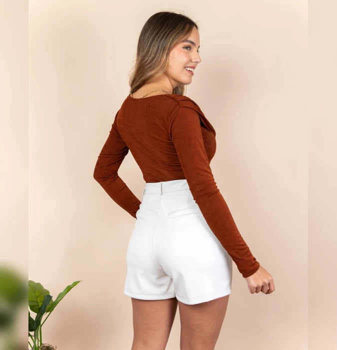Manga Larga Lexi MARAL Camel Rojo Blanco