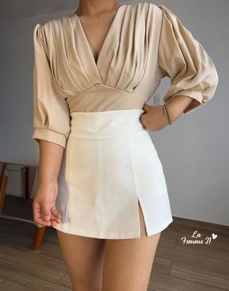 Blusa Valen LA FEMME 21 Vino Blanco Beige Negro