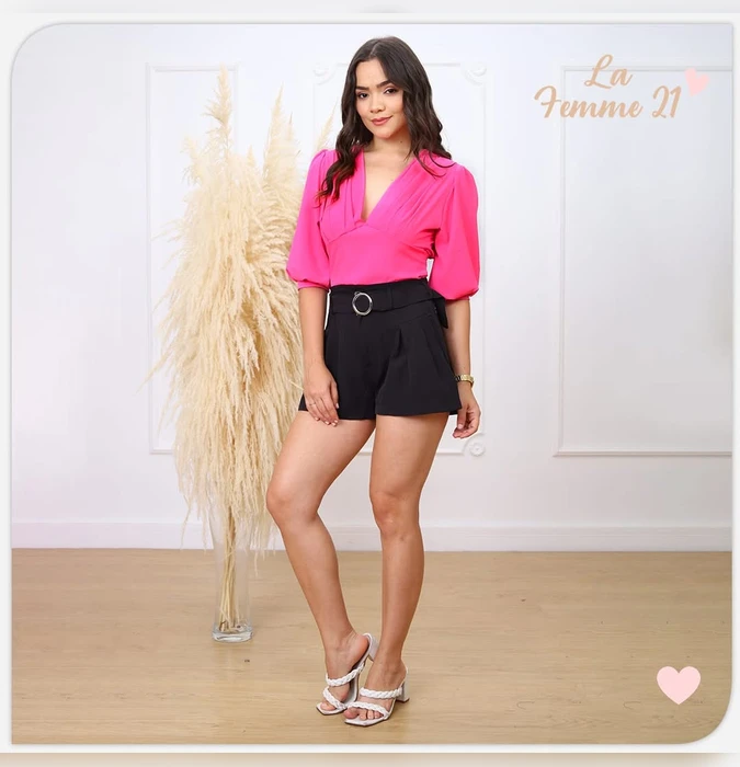 Blusa Valen LA FEMME 21 Vino Blanco Beige Negro