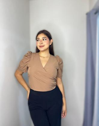 Blusa Amarre SHIANELL Marron, Negro, Estampado