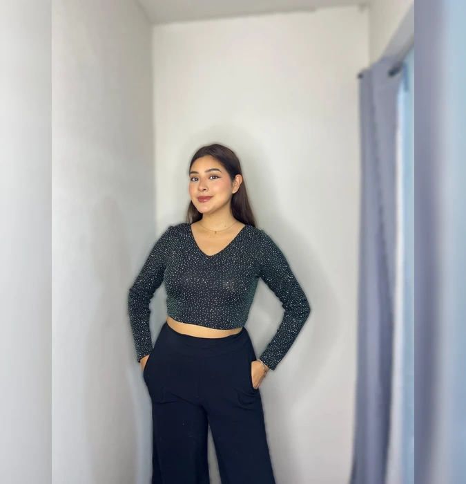 Top Brillos SIN MARCA Plateado Negro