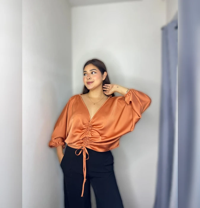 Blusa Kimono MAJADERA Naranja, Negro,Estampado