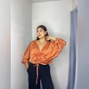 Blusa Kimono MAJADERA Naranja, Negro,Estampado
