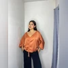 Blusa Kimono MAJADERA Naranja, Negro,Estampado