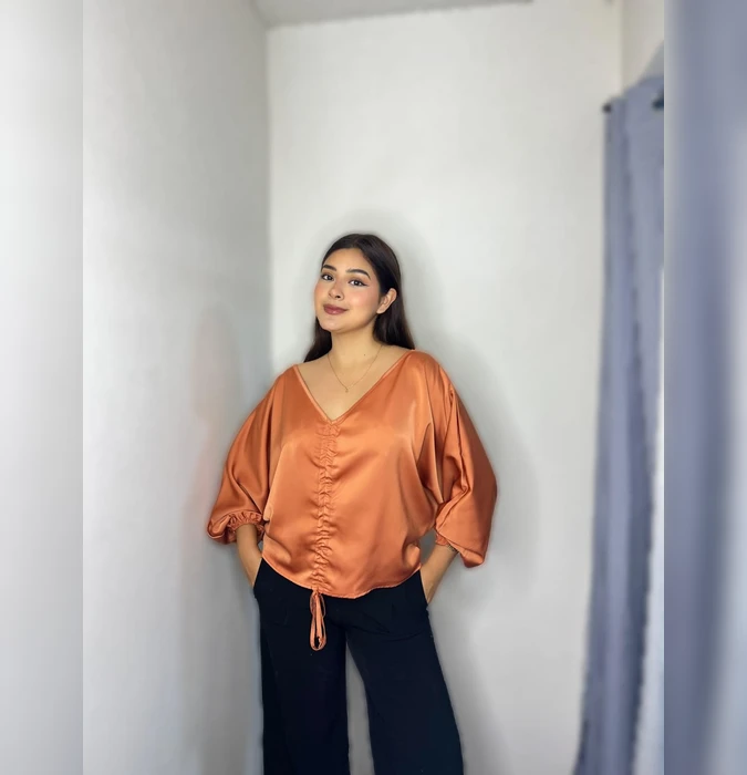 Blusa Kimono MAJADERA Naranja, Negro,Estampado
