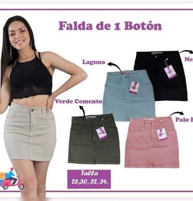 Falda 1 Botón SARA Rosa, Verde, Laguna Y Beige