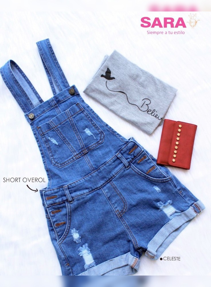 Short Overol Summer SARA Celeste Y Azul