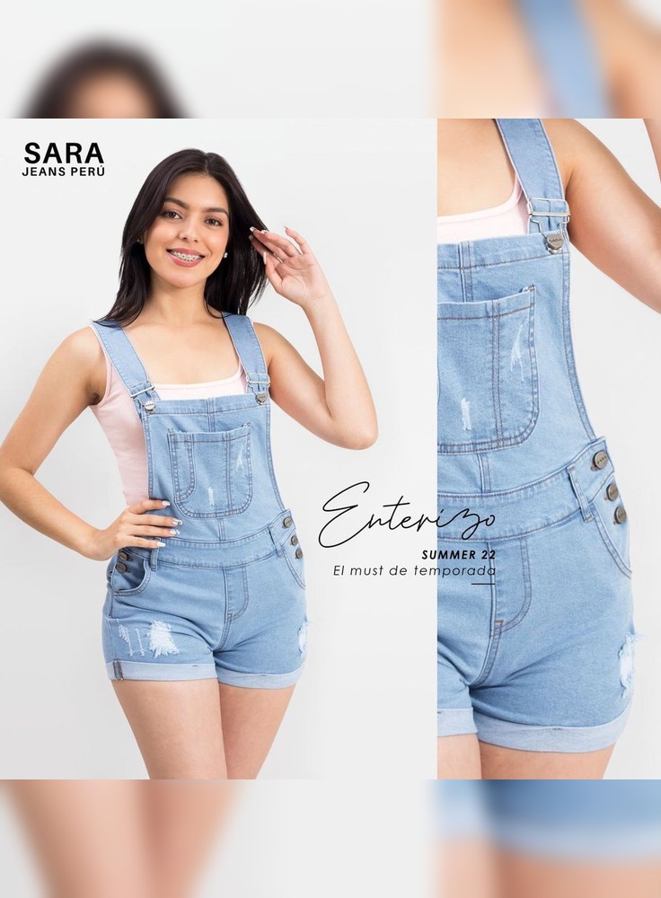 Short Overol Summer SARA Celeste Y Azul