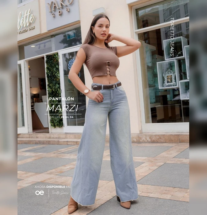 Jeans Palazo Brillos TORETTO Celeste