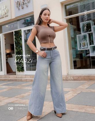 Jeans Palazo Brillos TORETTO Celeste