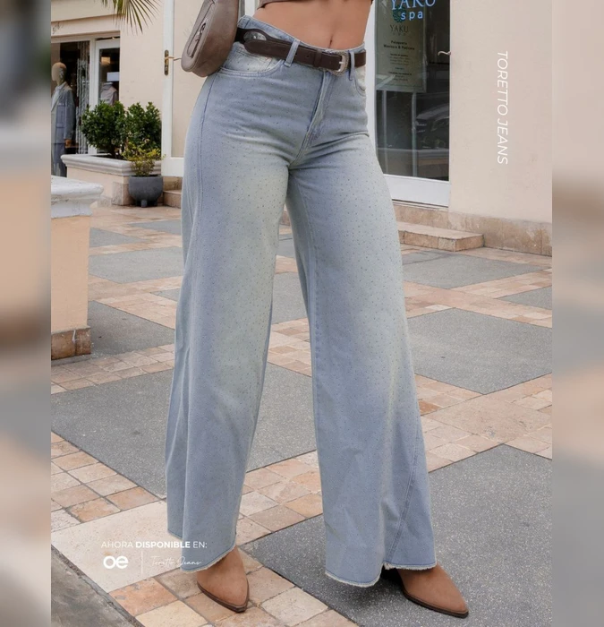 Jeans Palazo Brillos TORETTO Celeste